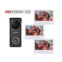 Kit Videoportero Hikvision DS-KIS213 Analógico HD 2 Pantallas 7 pulgadas IP65